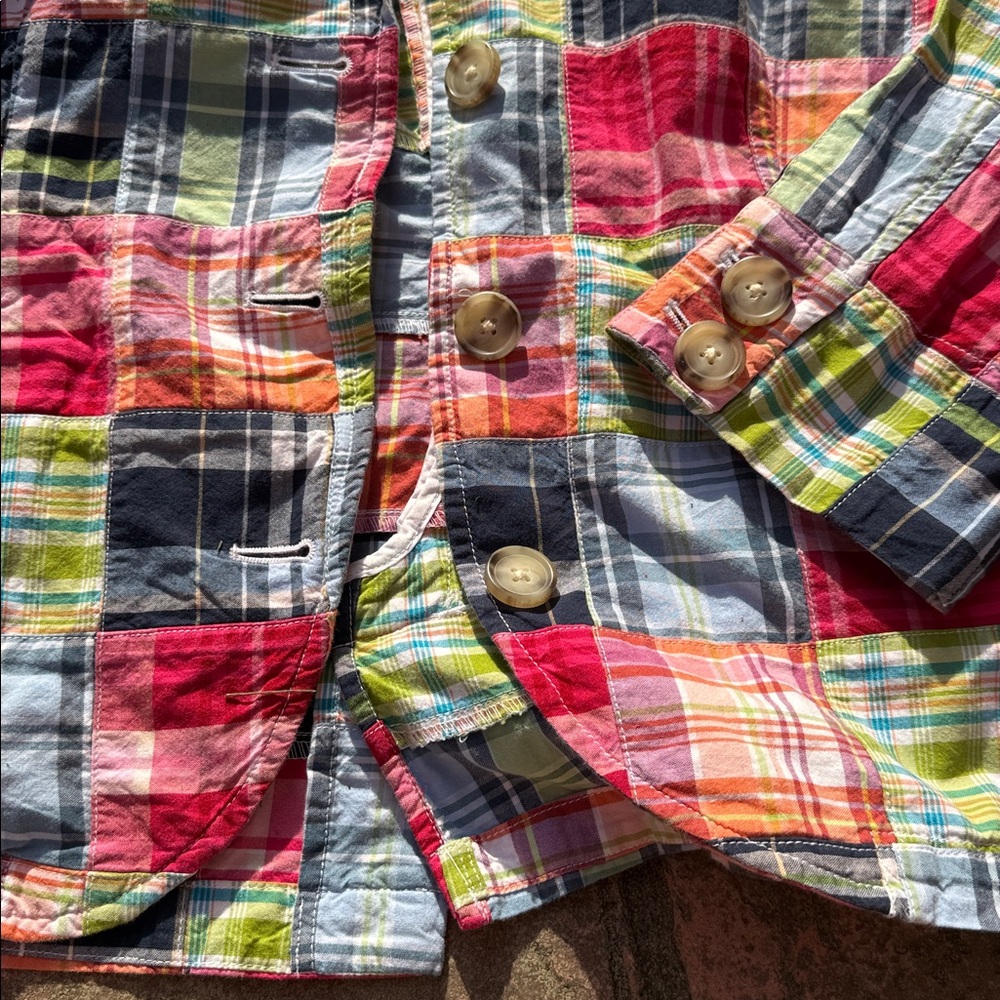 Patchwork Cottage Plaid Colorful Jacket Button Closure Women's 12 - 14 - Picture 13 of 16